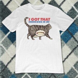 White Cat Meme Funny Quote I Got That Hot Dog In Me Graphic Humor Tee